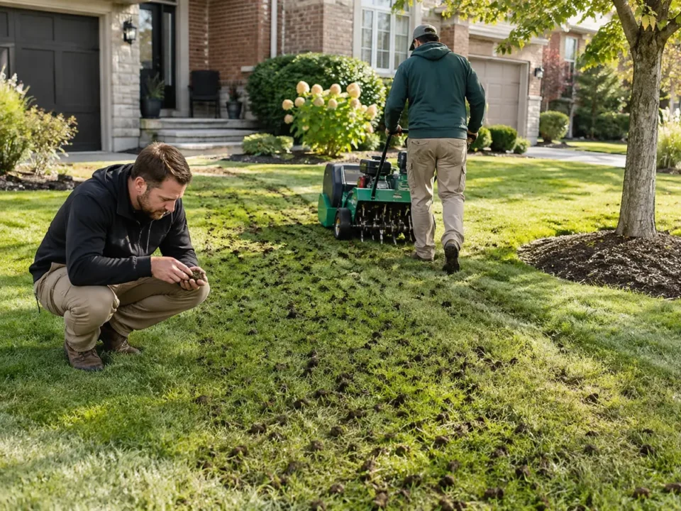 Detail representing aeration & overseeding
