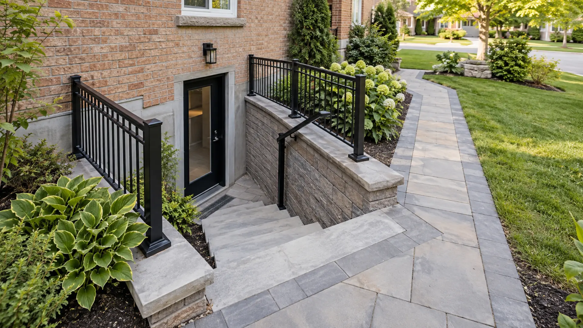 Landscaping Around Basement Entrances in a Mississauga property setting