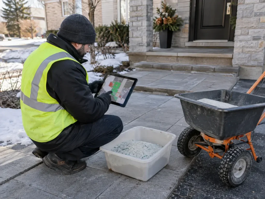 Construction or material detail for commercial salting & ice management