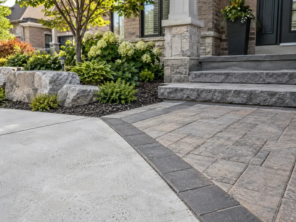 Construction or material detail for concrete & natural stone landscaping
