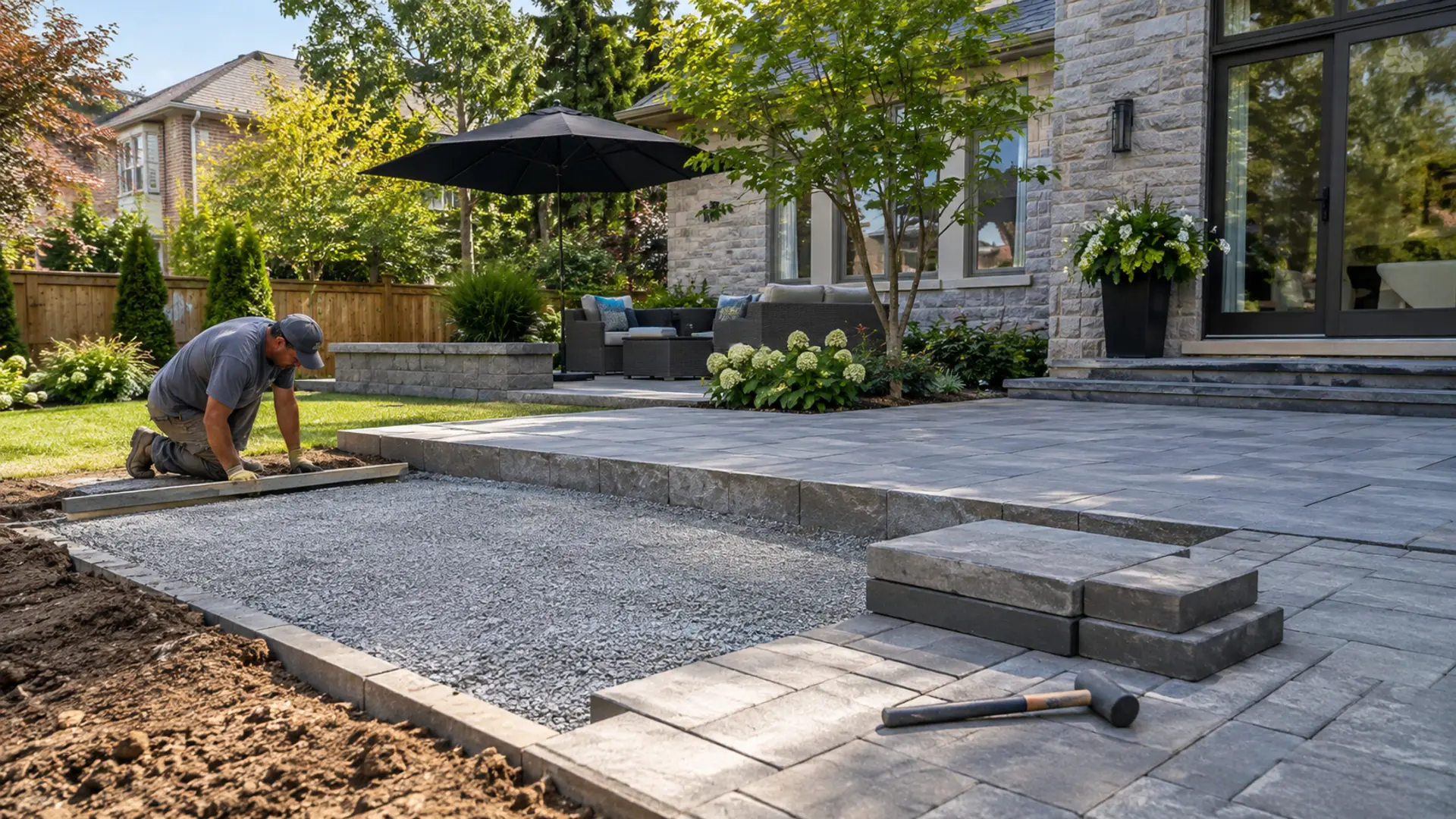 Concrete & Natural Stone Landscaping in a Mississauga property setting