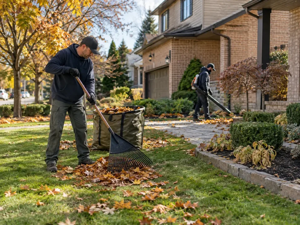Detail representing fall property cleanup