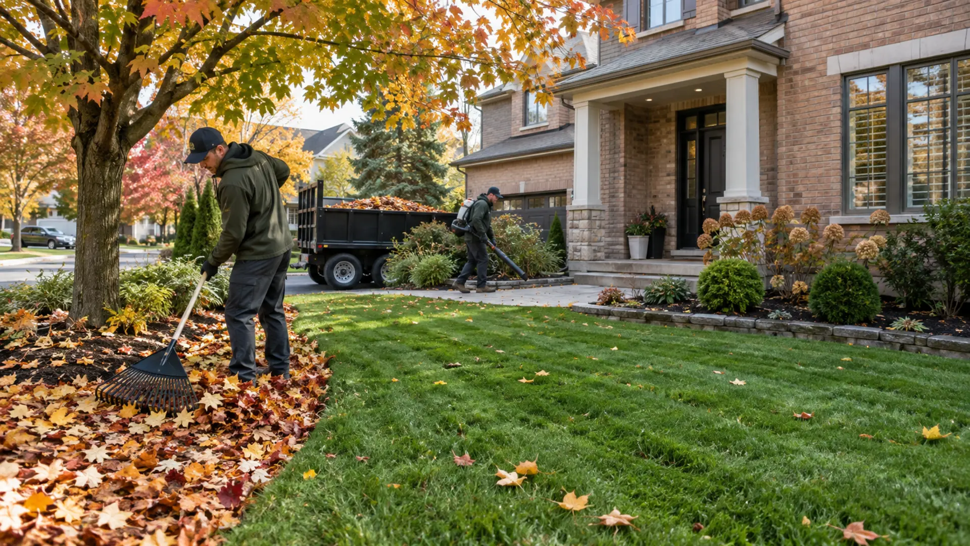 Fall Property Cleanup in a Mississauga property setting