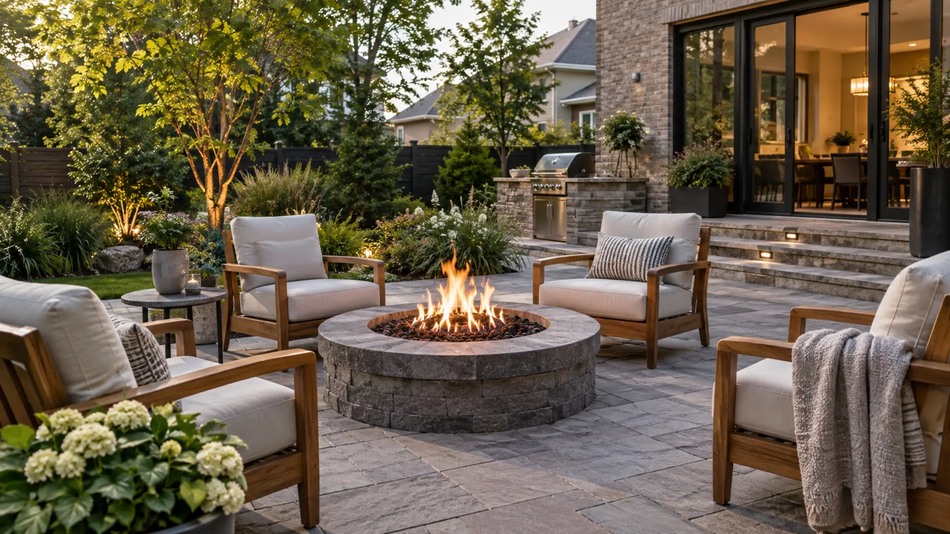 Fire Pits & Outdoor Fire Features in a Mississauga property setting