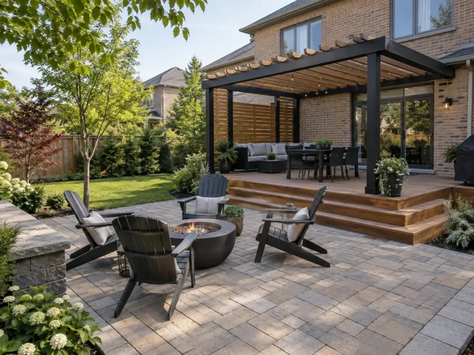Deck, pergola and patio
