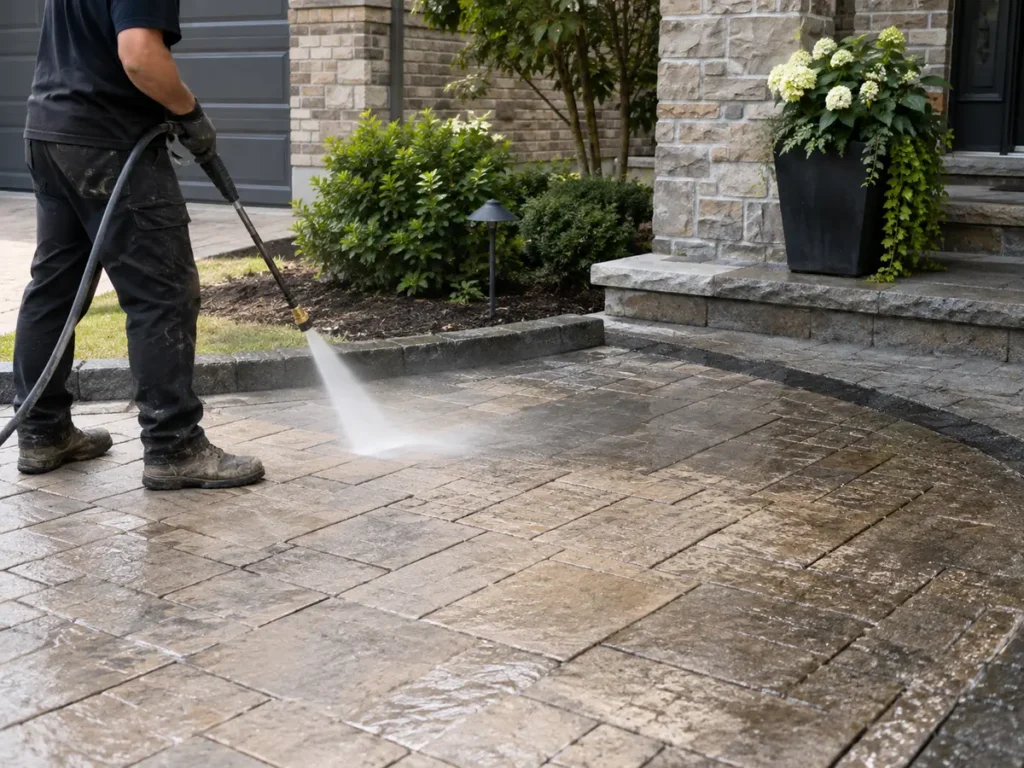 Construction or material detail for interlock cleaning & sealing