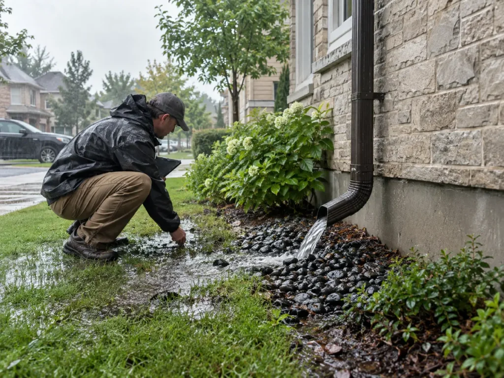 Property condition related to landscape drainage solutions