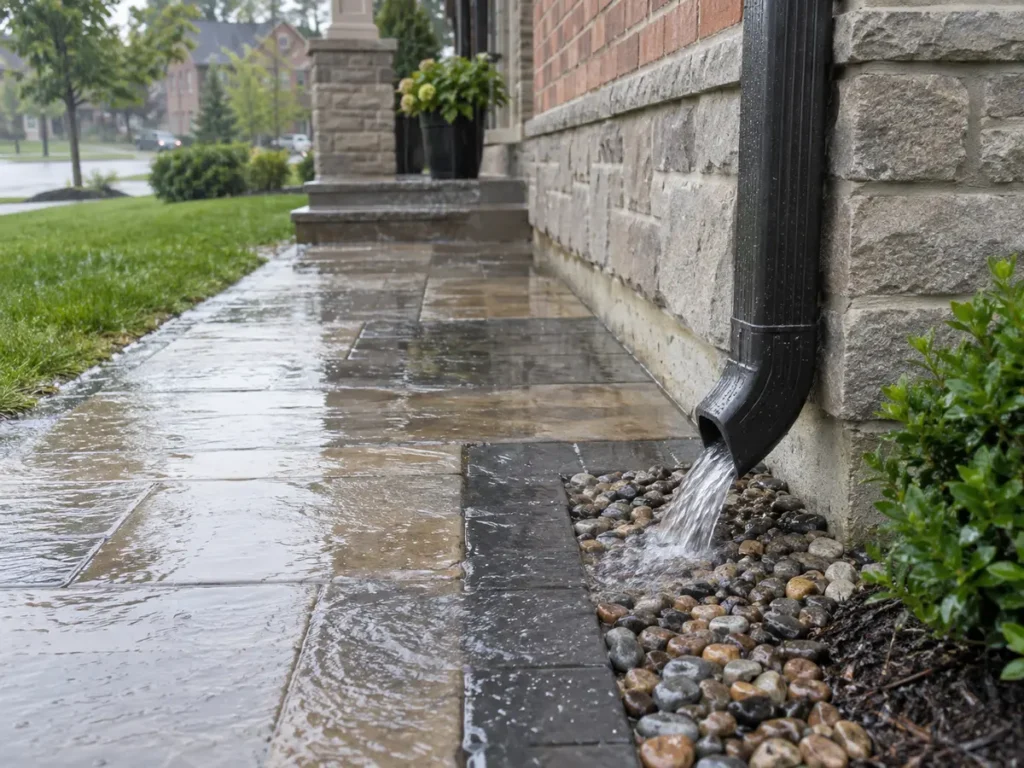 Construction or material detail for landscape drainage solutions