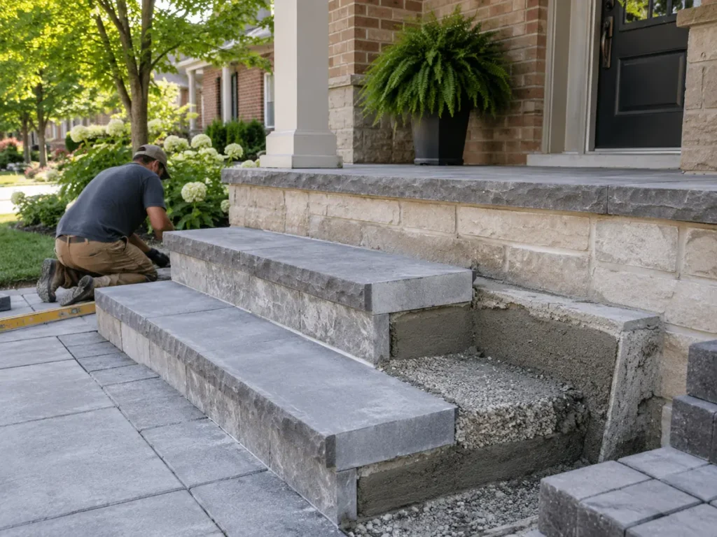 Construction or material detail for landscape steps & porch renovations