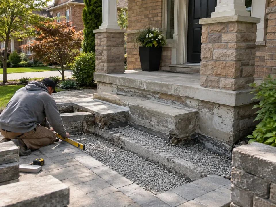 Detail representing landscape steps & porch renovations