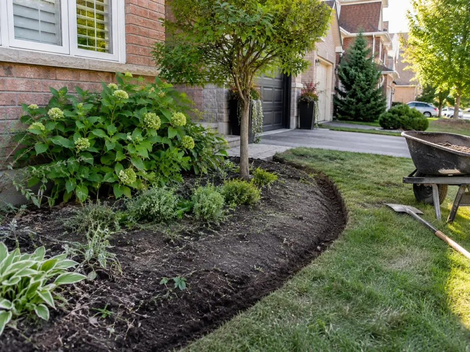 Detail representing mulch & decorative stone