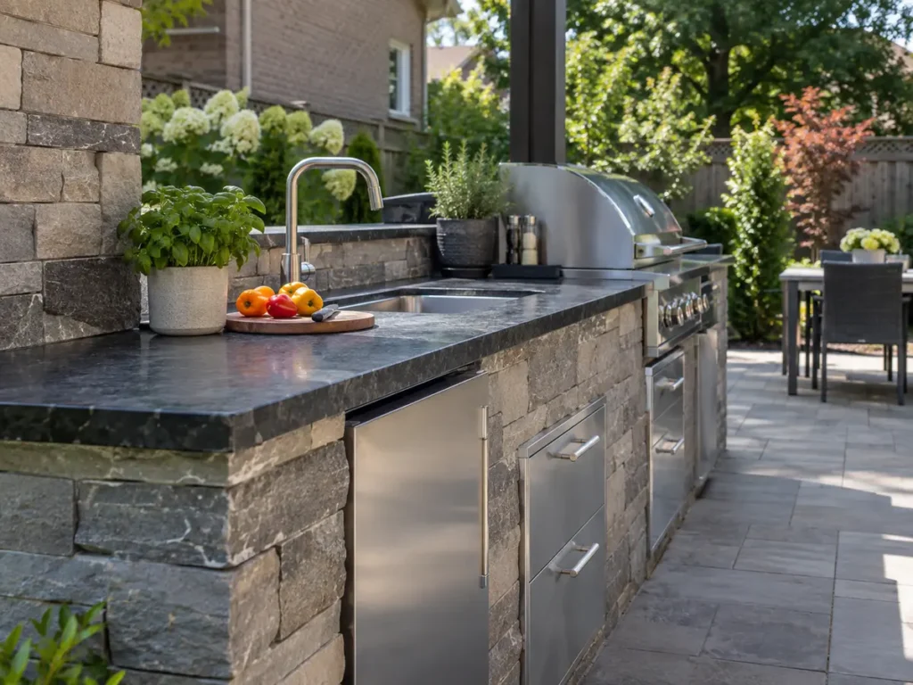 Construction or material detail for outdoor kitchens