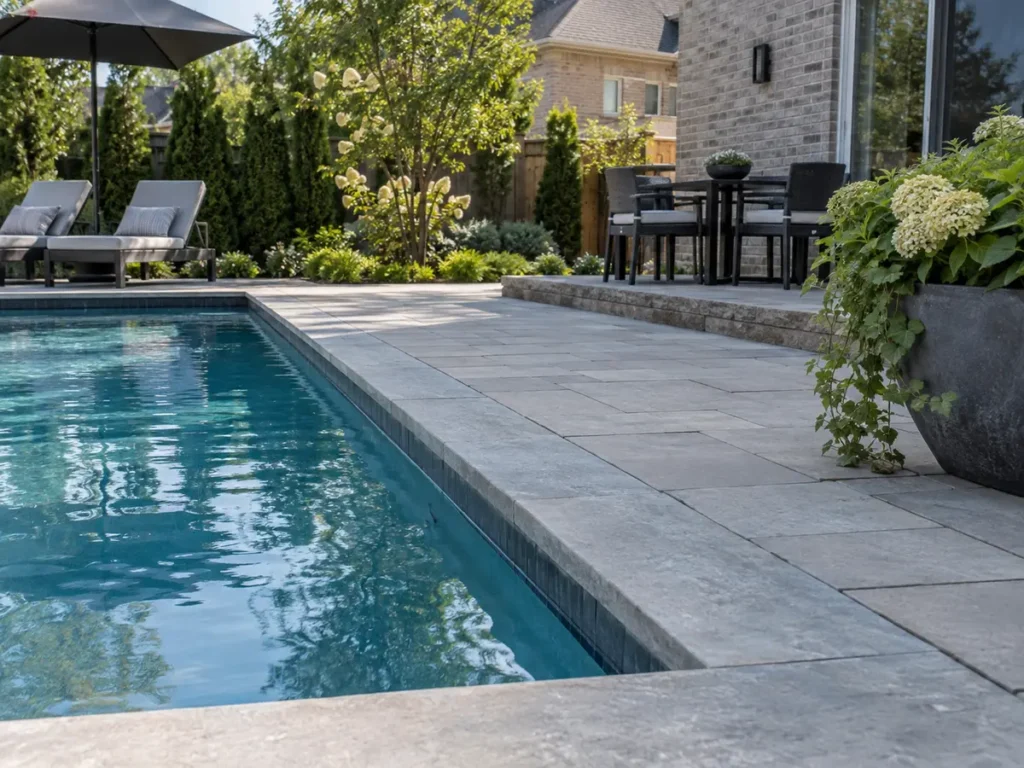 Construction or material detail for pool landscaping