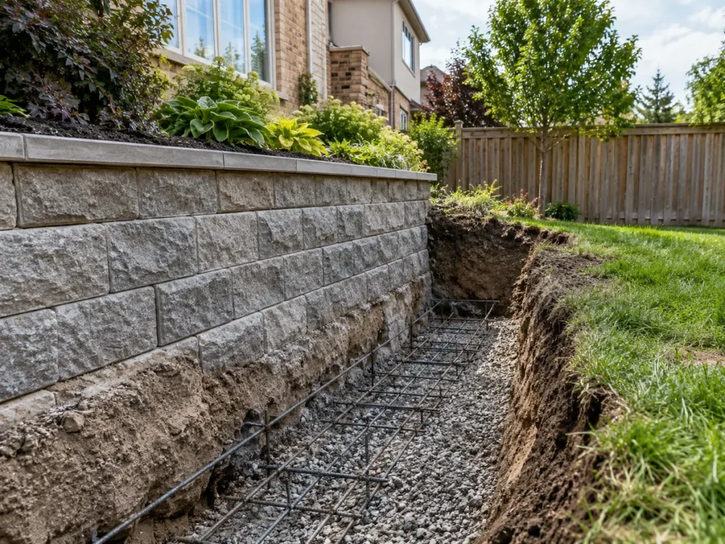 Construction or material detail for retaining walls