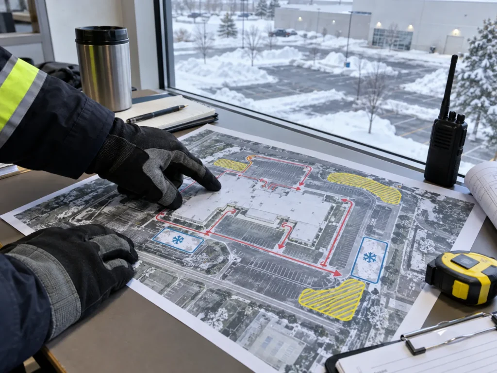 Property condition related to commercial snow removal and ice management