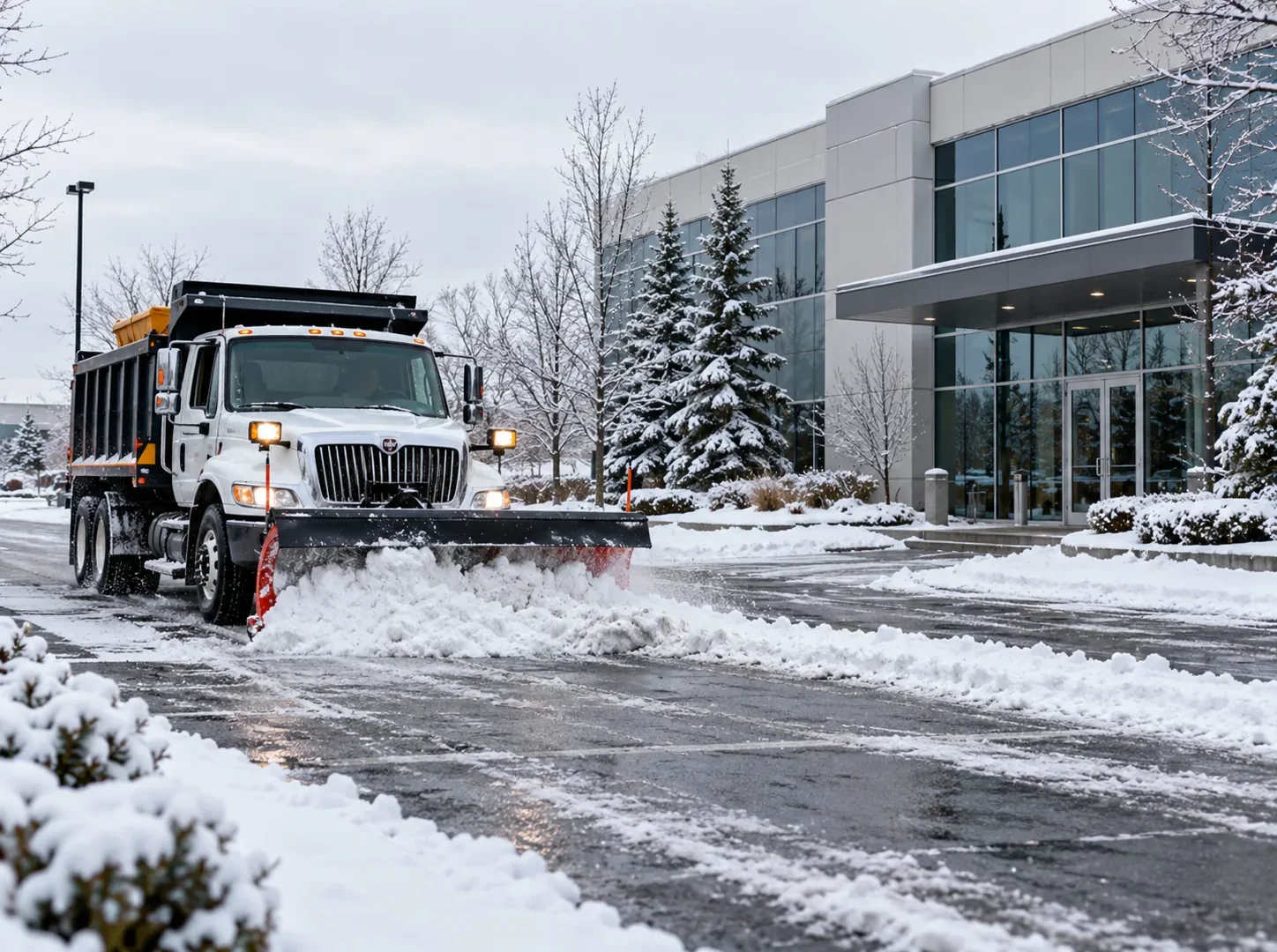 Commercial snow removal and ice management in a Mississauga property setting