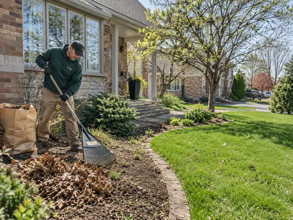 Detail representing spring property cleanup