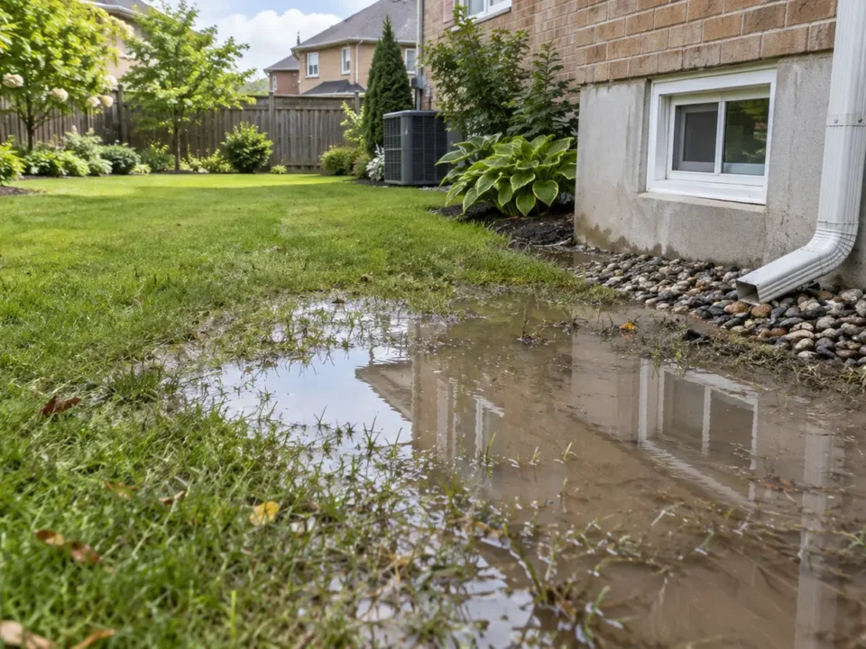 A low spot does not identify the full drainage problem or prove that a drain has somewhere lawful to discharge.
