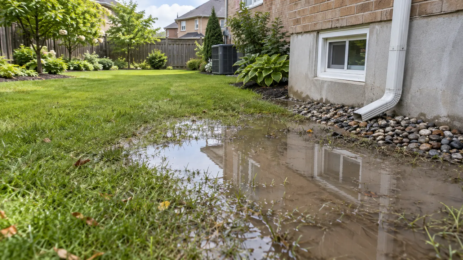 A low spot does not identify the full drainage problem or prove that a drain has somewhere lawful to discharge.