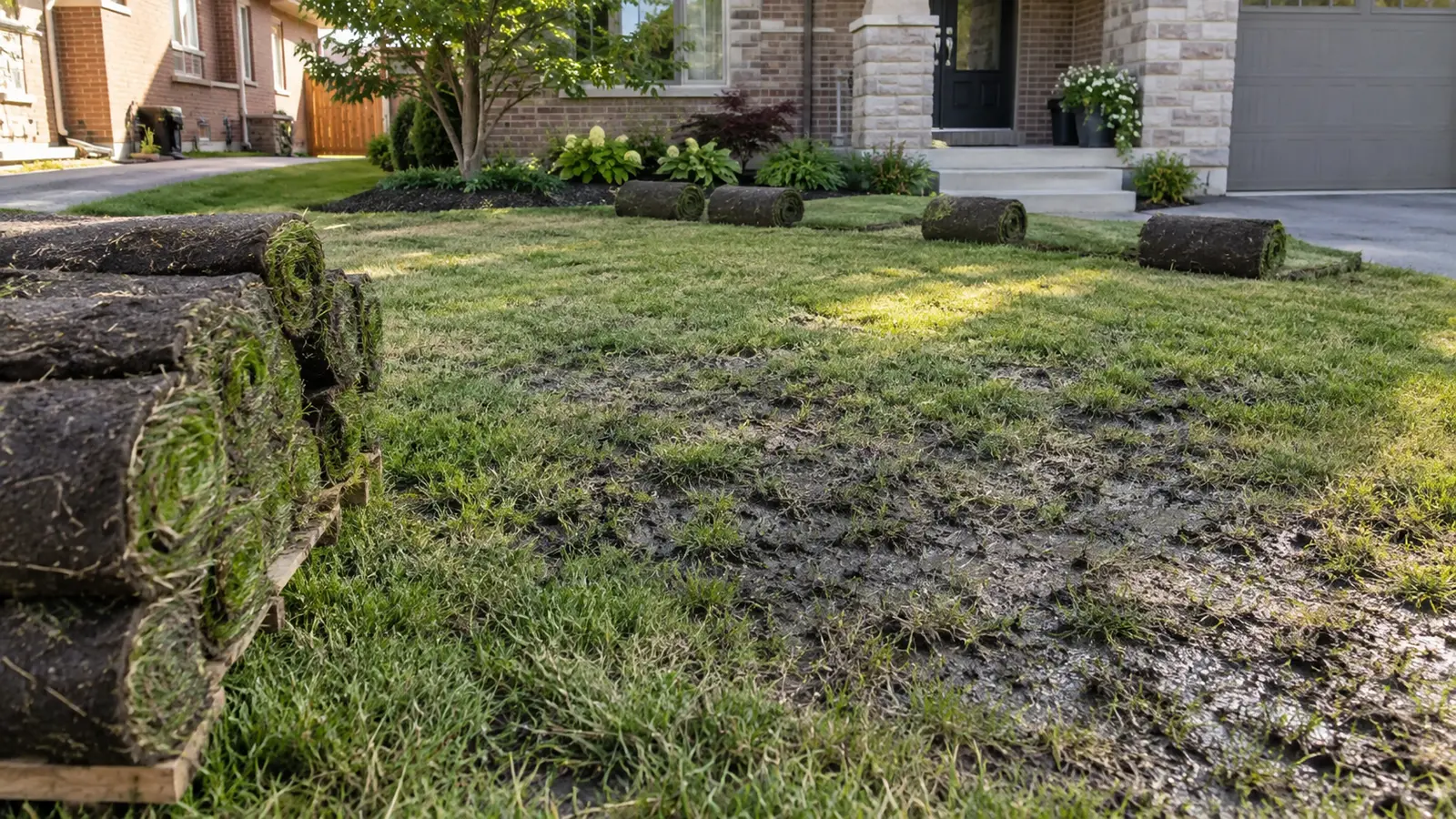 Replacing grass without correcting the reason it failed can reproduce the same thin, wet or stressed lawn.